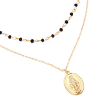 Acrylic & 18K Gold-Plated Mary Pendant Layered Pendant Necklace