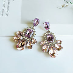 Cubic Zirconia & Silver-Plated Halo & Teardrop Dangle Earring