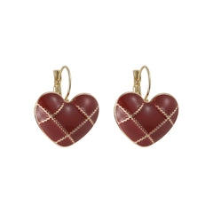 Red Enamel & 18K Gold-Plated Heart Huggie Earrings