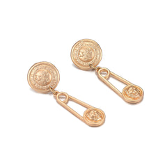 18K Gold-Plated Lion Pin Drop Earrings