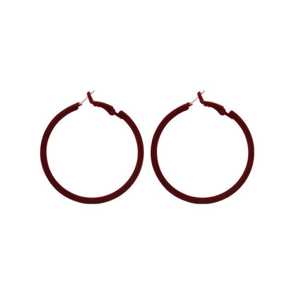 Wine Red Hoop Earrings, botanical inspired, side view
