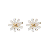 White Acrylic & 18k Gold-Plated Flower Stud Earring