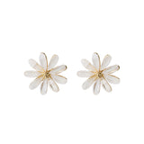 White Acrylic & 18k Gold-Plated Flower Stud Earring