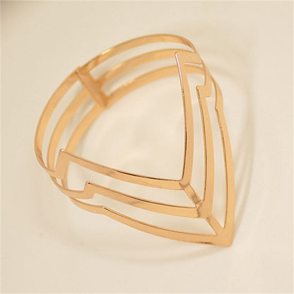 18K Gold-Plated Chevron Sheild Bypass Arm Cuff, dainty minimalist design, detail close-up