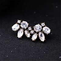 White Crystal & 18k Gold-Plated Floral Stud Earrings