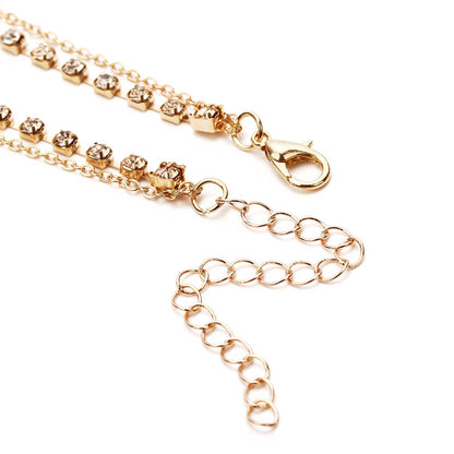 Cubic Zirconia and 18K Gold-Plated Heart Layered Necklace, gold pendant necklace for women, lifestyle look