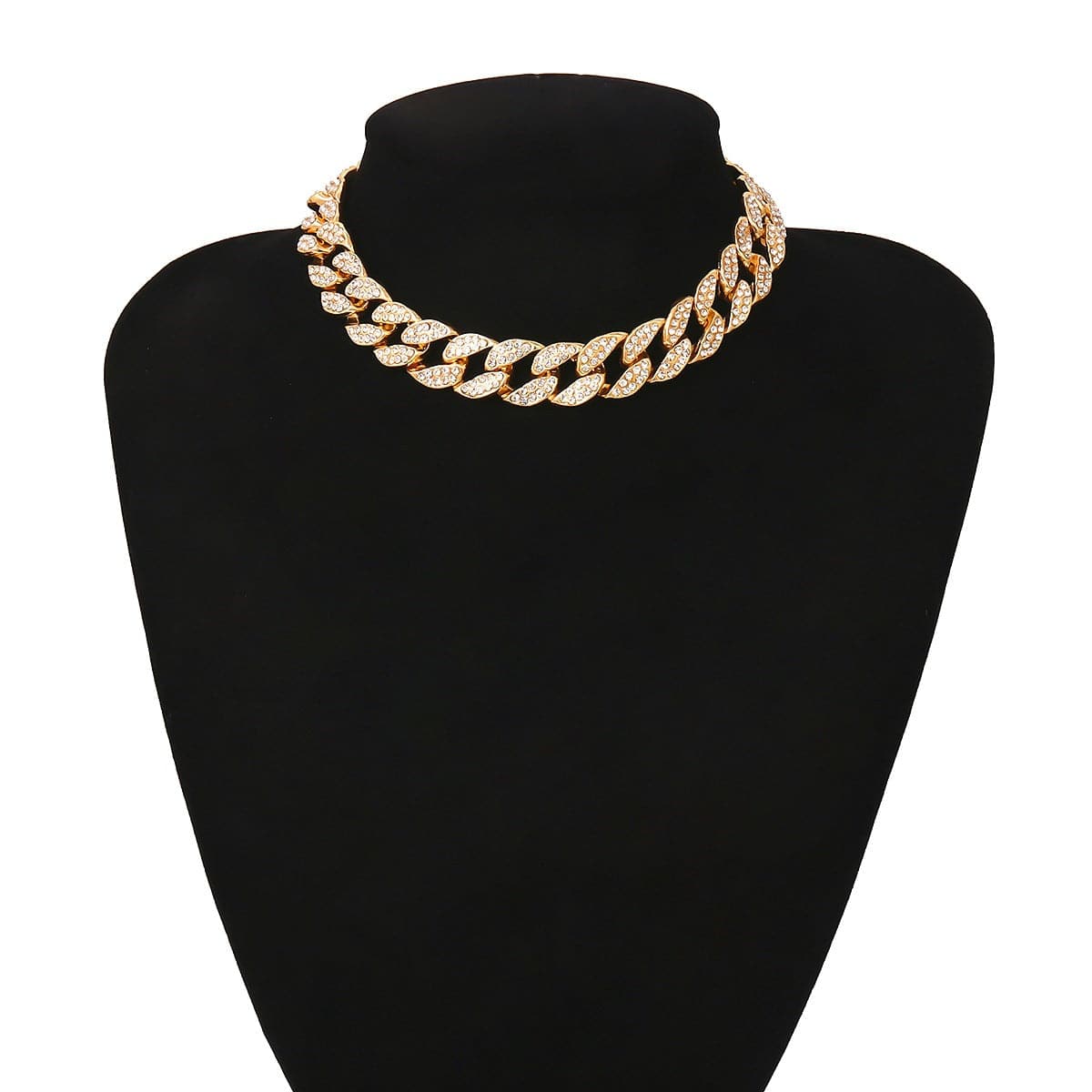 Cubic Zirconia & 18K Gold-Plated Curb Chain Choker Necklace