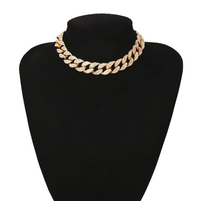 Cubic Zirconia & 18K Gold-Plated Curb Chain Choker Necklace