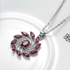 Purple Crystal & Silver-Plated Vortex Pendant Necklace