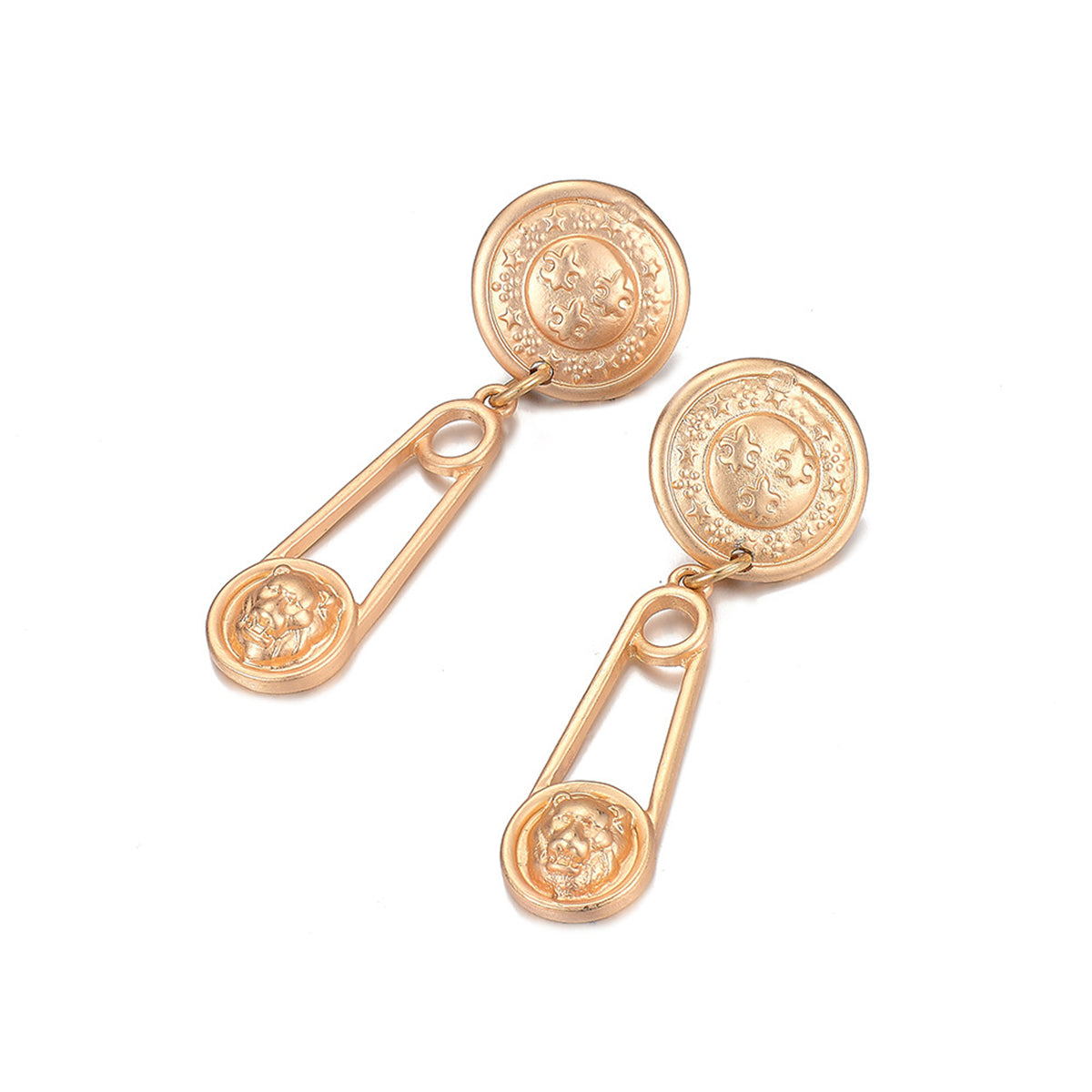 18K Gold-Plated Lion Pin Drop Earrings