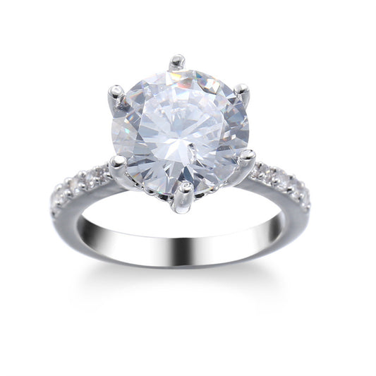 Crystal and Cubic Zirconia Pavé Round-Cut Ring, statement rings for women, vintage-inspired design, front view