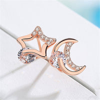 Crystal & Cubic Zirconia Star & Moon Stud Earrings