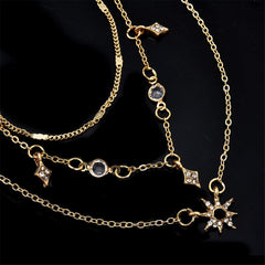 Cubic Zirconia & 18K Gold-Plated Sun Layered Choker Necklace