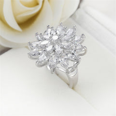 Crystal & Silver-Plated Flower Ring