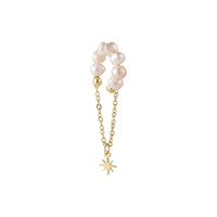 Pearl & 18k Gold-Plated Star Charm Chain Ear Cuff