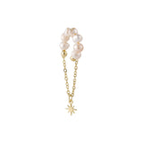 Pearl & 18k Gold-Plated Star Charm Chain Ear Cuff