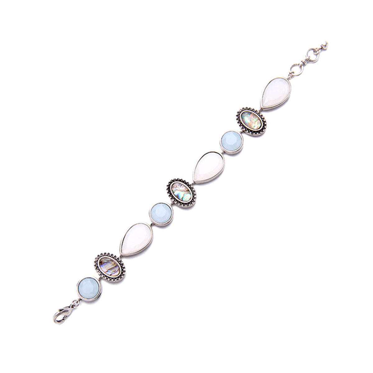 Abalone Shell & Resin Round Cut Bezel Tennis Bracelet