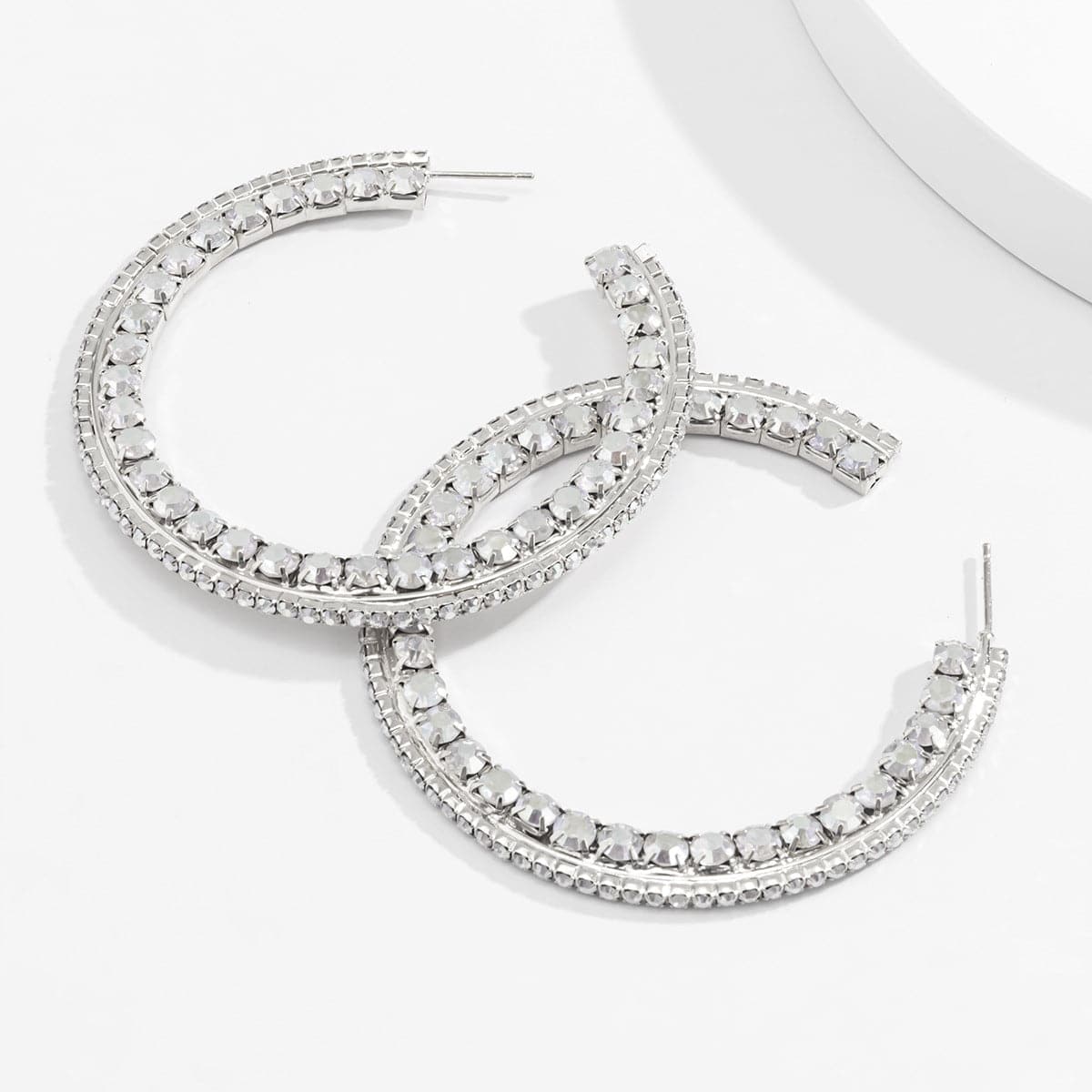 Cubic Zirconia & Silver-Plated Hoop Earrings