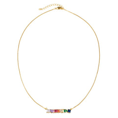 Crystal & 18K Gold-Plated Bar Pendant Necklace