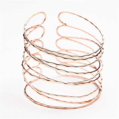 18K Rose Gold-Plated Open Geometric Arm Cuff, botanical inspired, side view
