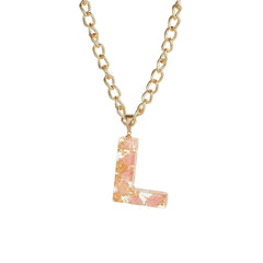 Pink & 18K Gold-Plated Floral Alphabet L Pendant Necklace
