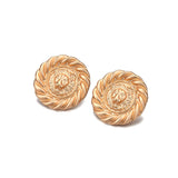 18k Gold-Plated Lion Round Stud Earrings