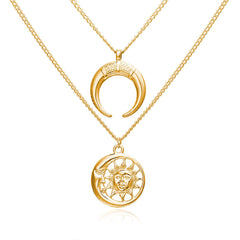 18K Gold-Plated Moon & Sun Layer Pendant Necklace