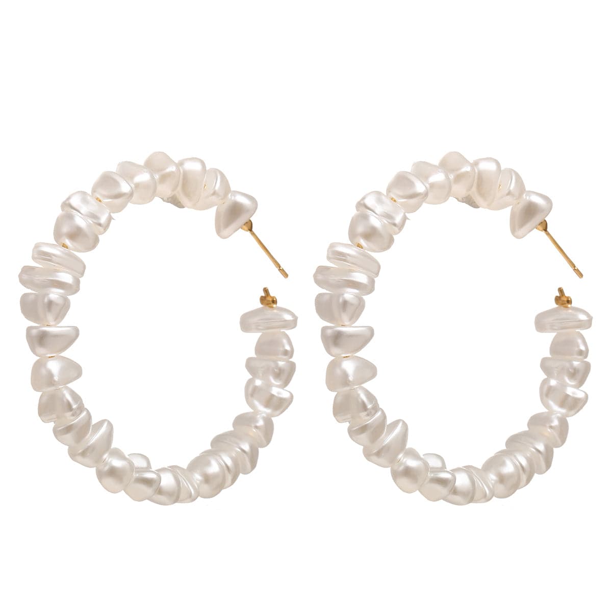 Pearl & 18K Gold-Plated Hoop Earrings