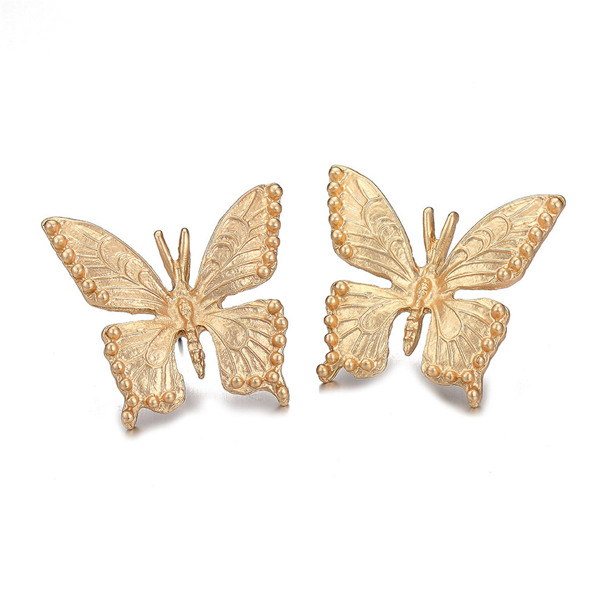 Elegant 18K gold-plated butterfly earrings adorned with small diamonds, perfect for adding a touch of sparkle to any outfit.
