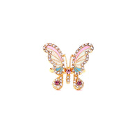 Cubic Zirconia & Goldtone Pastel Butterfly Adjustable Ring