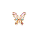Cubic Zirconia & Goldtone Pastel Butterfly Adjustable Ring