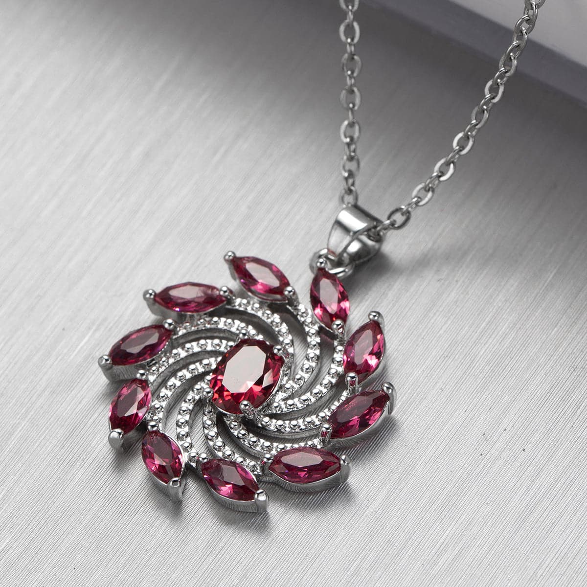Purple Crystal & Silver-Plated Vortex Pendant Necklace
