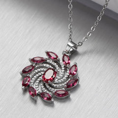 Purple Crystal & Silver-Plated Vortex Pendant Necklace