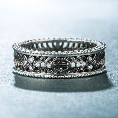 Cubic Zirconia and Two Tone Openwork Band, statement rings for women, vintage-inspired design, side view