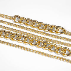 18K Gold-Plated Curb Chain Layered Statement Necklace