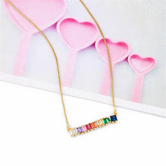 Crystal & 18K Gold-Plated Bar Pendant Necklace