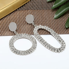 Cubic Zirconia & Asymmetric Open Drop Earrings