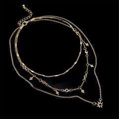 Cubic Zirconia & 18K Gold-Plated Sun Layered Choker Necklace