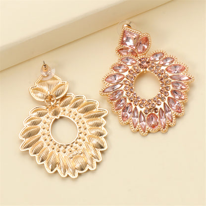 Champagne Crystal & Cubic Zirconia Geometric Drop Earrings