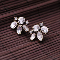 White Crystal & 18k Gold-Plated Floral Stud Earrings