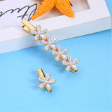 Imitation Pearl & 18k Gold-Plated Flower Hair Clip Set