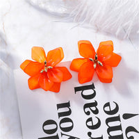 Orange Acrylic & 18k Gold-Plated Floral Stud Earrings