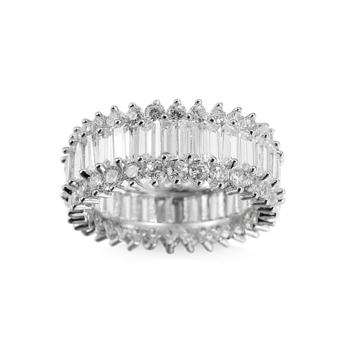 Crystal & Cubic Zirconia Silver-Plated Band Ring