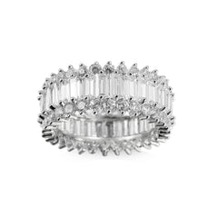 Crystal & Cubic Zirconia Silver-Plated Band Ring