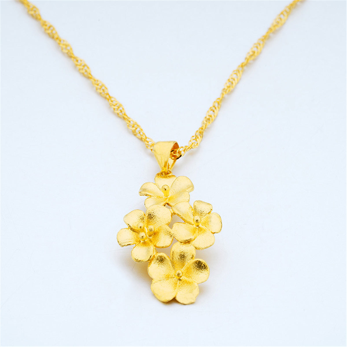 18K Gold-Plated Four-Flower Pendant Necklace