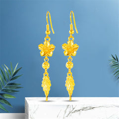 24K Gold-Plated Flower & Leaf Drop Earrings