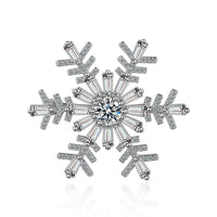 Cubic Zirconia & Silvertone Snowflake Brooch