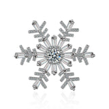 Cubic Zirconia & Silvertone Snowflake Brooch