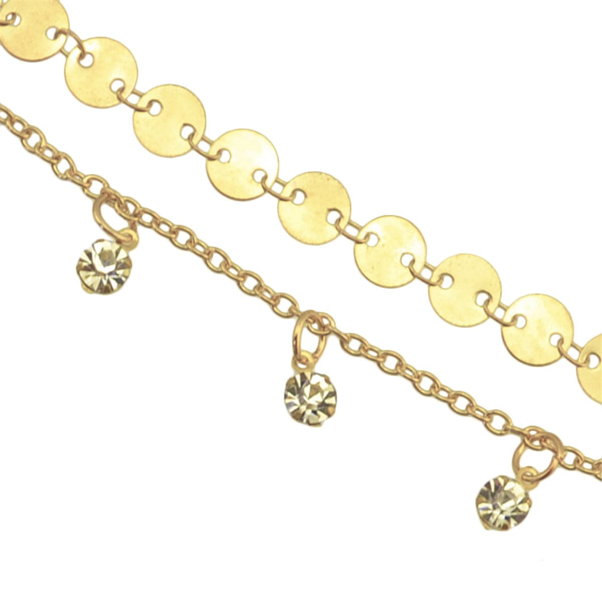 18k Gold-Plated & cubic zirconia Sequin Station Necklace - streetregion