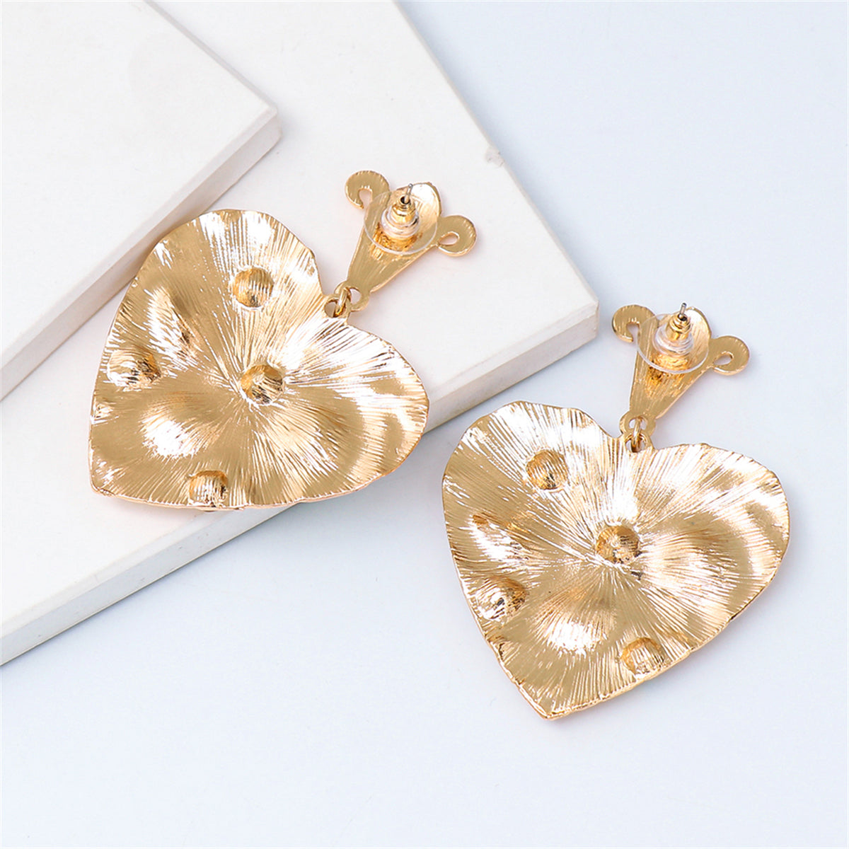 Green Crystal & Cubic Zirconia 18K Gold-Plated Heart Drop Earrings